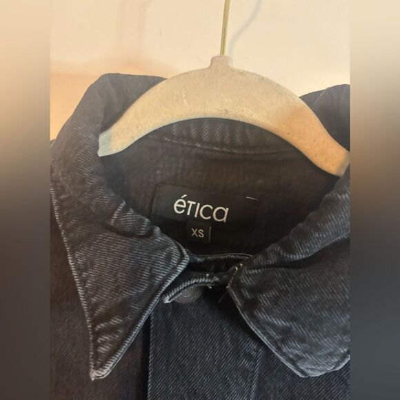 ETICA - RIVE WORKWEAR denim JACKET IN OBSIDIAN-BLACK size xs NWT - Picture 5 of 6